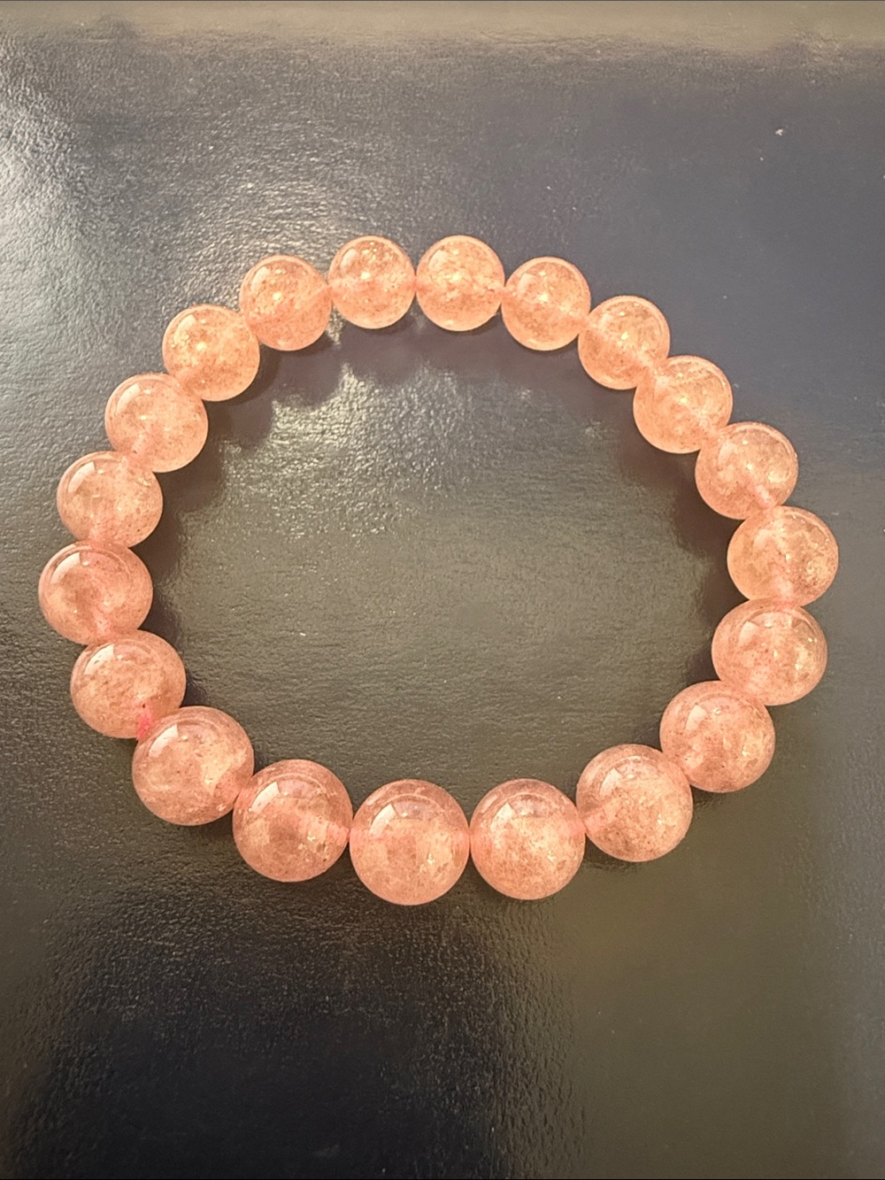 Strawberry Quartz Beaded Stretch Bracelet - Pink